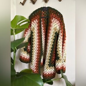 Warm tones hexagon Crochet cardigan